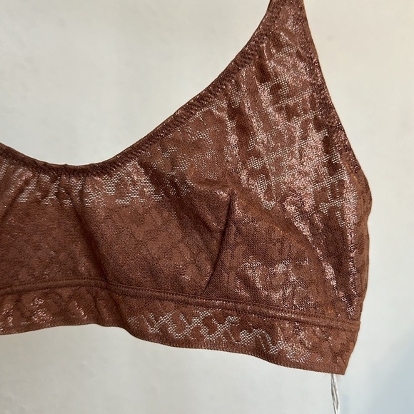 Skims Logo Triangle Bralette Gold Copper brown NWT size XXS - Picture 3 of 6
